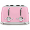 Тостер за хляб SMEG 50's Style TSF03PKEU, 2000W, 4 филии, 6 нива, Тавичка за трохи, Вграден кабел, Неръждаема стомана, Розов