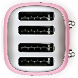 Тостер за хляб SMEG 50's Style TSF03PKEU, 2000W, 4 филии, 6 нива, Тавичка за трохи, Вграден кабел, Неръждаема стомана, Розов