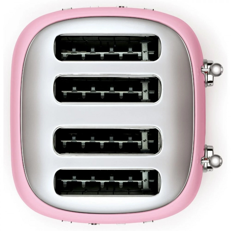 Тостер за хляб SMEG 50's Style TSF03PKEU, 2000W, 4 филии, 6 нива, Тавичка за трохи, Вграден кабел, Неръждаема стомана, Розов