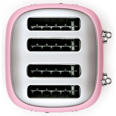 Тостер за хляб SMEG 50's Style TSF03PKEU, 2000W, 4 филии, 6 нива, Тавичка за трохи, Вграден кабел, Неръждаема стомана, Розов