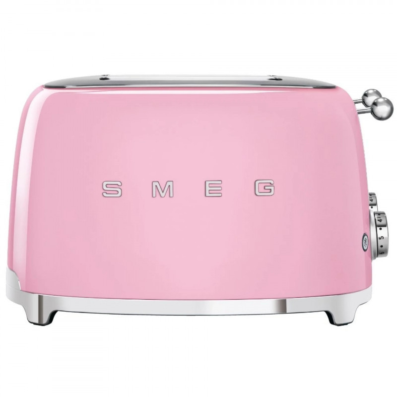 Тостер за хляб SMEG 50's Style TSF03PKEU, 2000W, 4 филии, 6 нива, Тавичка за трохи, Вграден кабел, Неръждаема стомана, Розов