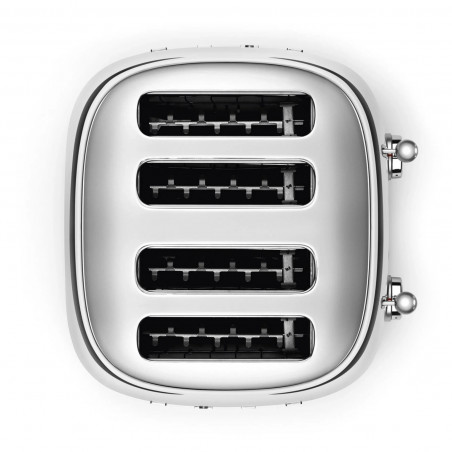 Тостер за хляб SMEG 50's Style TSF03SSEU, 2000W, 4 филии, 6 нива, Тавичка за трохи, Вграден кабел, Неръждаема стомана, Сребрист