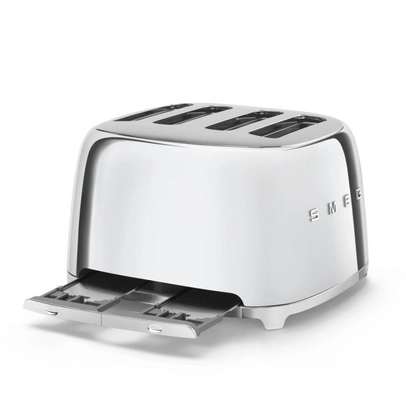 Тостер за хляб SMEG 50's Style TSF03SSEU, 2000W, 4 филии, 6 нива, Тавичка за трохи, Вграден кабел, Неръждаема стомана, Сребрист