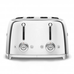 Тостер за хляб SMEG 50's Style TSF03SSEU, 2000W, 4 филии, 6 нива, Тавичка за трохи, Вграден кабел, Неръждаема стомана, Сребрист