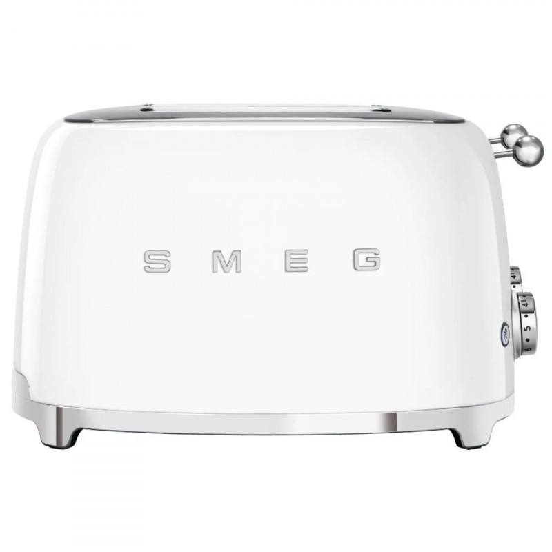 Тостер за хляб SMEG 50's Style TSF03WHEU, 2000W, 4 филии, 6 нива, Тавичка за трохи, Вграден кабел, Неръждаема стомана, Бял