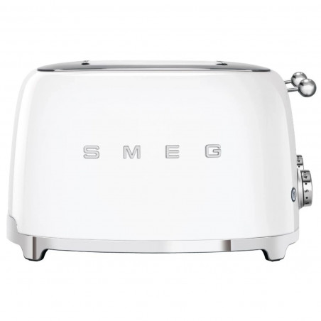 Тостер за хляб SMEG 50's Style TSF03WHEU, 2000W, 4 филии, 6 нива, Тавичка за трохи, Вграден кабел, Неръждаема стомана, Бял