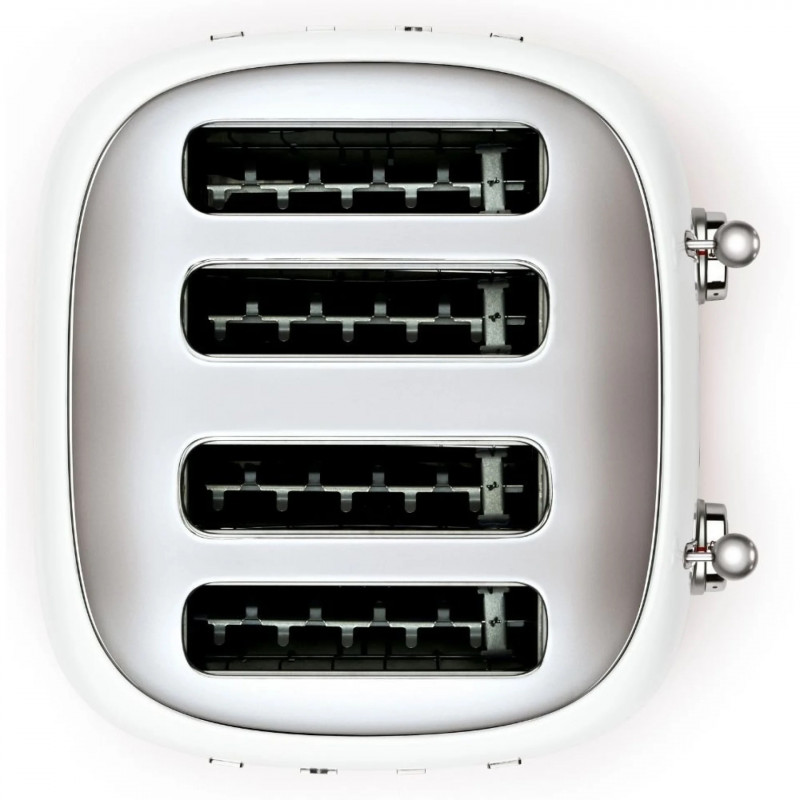 Тостер за хляб SMEG 50's Style TSF03WHEU, 2000W, 4 филии, 6 нива, Тавичка за трохи, Вграден кабел, Неръждаема стомана, Бял