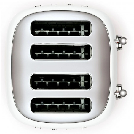 Тостер за хляб SMEG 50's Style TSF03WHEU, 2000W, 4 филии, 6 нива, Тавичка за трохи, Вграден кабел, Неръждаема стомана, Бял