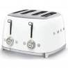 Тостер за хляб SMEG 50's Style TSF03WHEU, 2000W, 4 филии, 6 нива, Тавичка за трохи, Вграден кабел, Неръждаема стомана, Бял