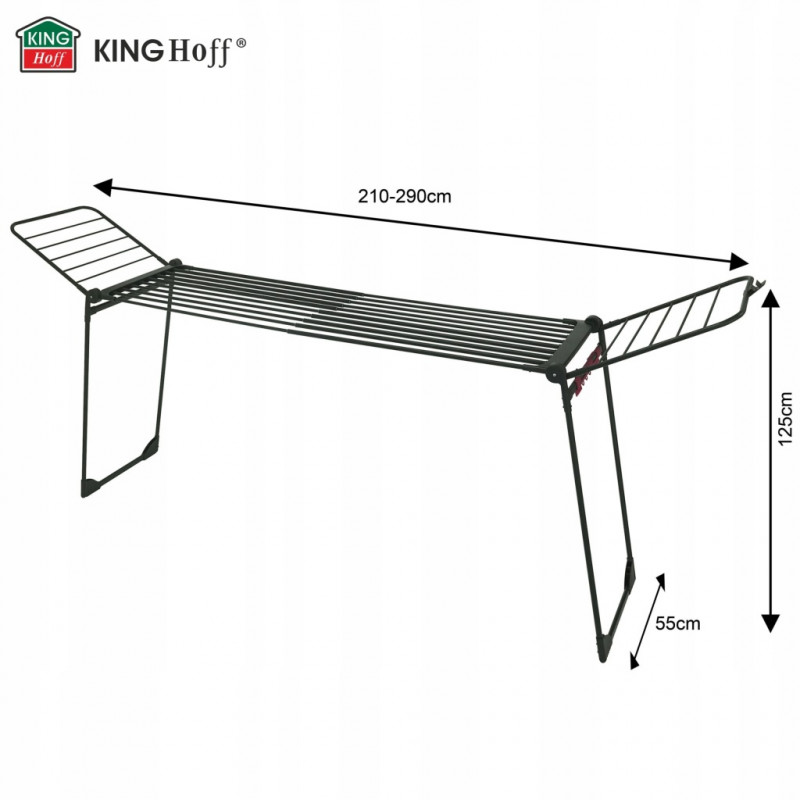 Сушилник за дрехи Kinghoff KH 2045, 30 м, До 25 кг, Сгъваем, Стомана, Черен