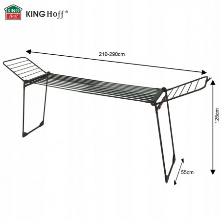 Сушилник за дрехи Kinghoff KH 2045, 30 м, До 25 кг, Сгъваем, Стомана, Черен