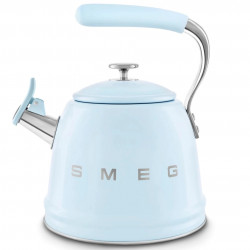 Свирещ чайник Smeg CKLW2001PB,  2.3 л, Индукция, Ненагряваща се дръжка, Стомана, Пастелно син