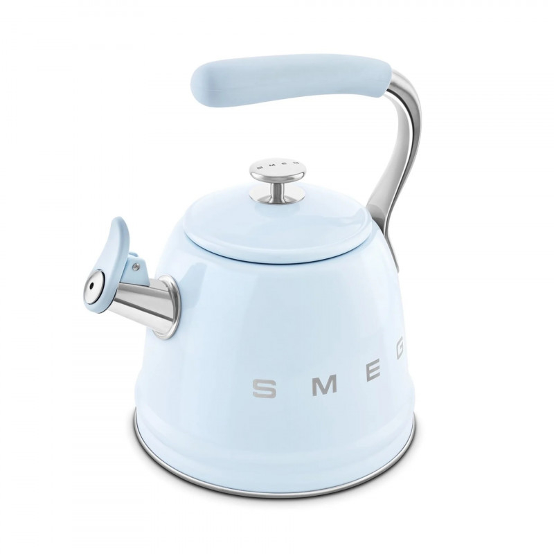 Свирещ чайник Smeg CKLW2001PB,  2.3 л, Индукция, Ненагряваща се дръжка, Стомана, Пастелно син