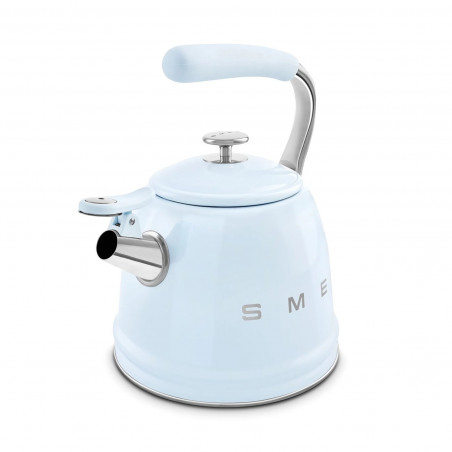 Свирещ чайник Smeg CKLW2001PB,  2.3 л, Индукция, Ненагряваща се дръжка, Стомана, Пастелно син