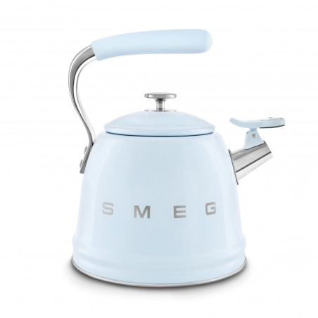 Свирещ чайник Smeg CKLW2001PB,  2.3 л, Индукция, Ненагряваща се дръжка, Стомана, Пастелно син