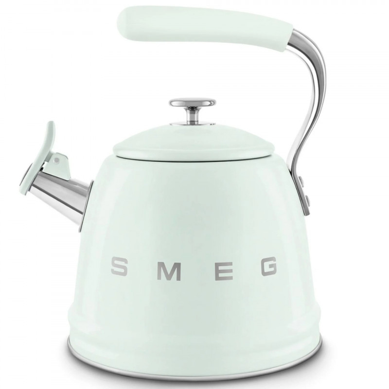 Свирещ чайник Smeg CKLW2001PG,  2.3 л, Индукция, Ненагряваща се дръжка, Стомана, Пастелно зелен