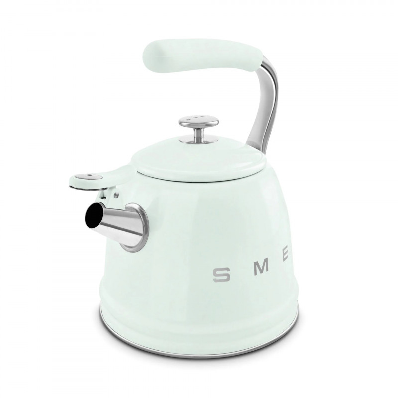 Свирещ чайник Smeg CKLW2001PG,  2.3 л, Индукция, Ненагряваща се дръжка, Стомана, Пастелно зелен