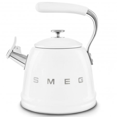 Свирещ чайник Smeg CKLW2001WH,  2.3 л, Индукция, Ненагряваща се дръжка, Стомана, Бял