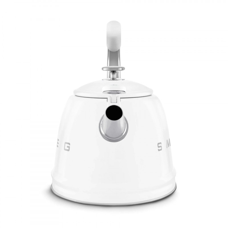 Свирещ чайник Smeg CKLW2001WH, 2.3 л, Индукция, Ненагряваща се дръжка, Стомана, Бял
