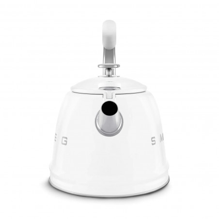 Свирещ чайник Smeg CKLW2001WH,  2.3 л, Индукция, Ненагряваща се дръжка, Стомана, Бял