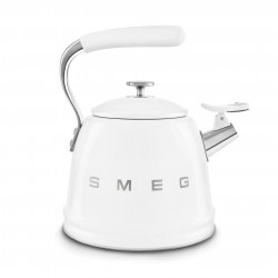 Свирещ чайник Smeg CKLW2001WH,  2.3 л, Индукция, Ненагряваща се дръжка, Стомана, Бял