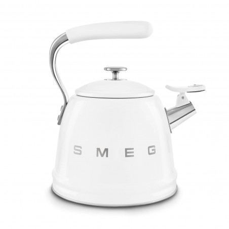 Свирещ чайник Smeg CKLW2001WH,  2.3 л, Индукция, Ненагряваща се дръжка, Стомана, Бял