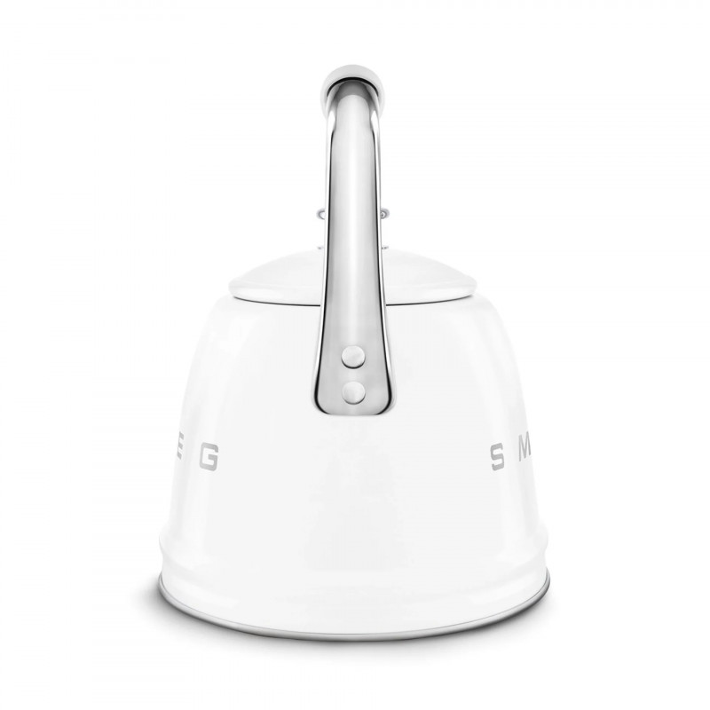 Свирещ чайник Smeg CKLW2001WH, 2.3 л, Индукция, Ненагряваща се дръжка, Стомана, Бял