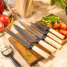 Комплект кухненски ножове Klausberg KB 9036, 7 ч, Неръждаема стомана, Дървесен ефект, Стойка, Кафяв