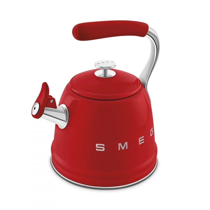 Свирещ чайник Smeg CKLW2001RD, 2.3 л, Индукция, Ненагряваща се дръжка, Стомана, Червен