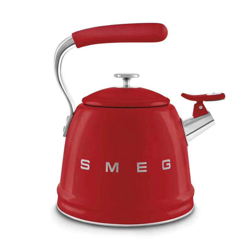 Свирещ чайник Smeg CKLW2001RD, 2.3 л, Индукция, Ненагряваща се дръжка, Стомана, Червен