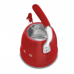 Свирещ чайник Smeg CKLW2001RD,  2.3 л, Индукция, Ненагряваща се дръжка, Стомана, Червен