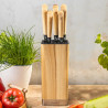 Комплект кухненски ножове Klausberg KB 9035, 6 ч, Неръждаема стомана, Стойка, Кафяв
