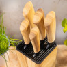 Комплект кухненски ножове Klausberg KB 9035, 6 ч, Неръждаема стомана, Стойка, Кафяв