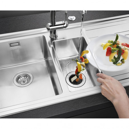 Мелница за хранителни отпадъци/Прасе Smeg KITFD075, 375 W, 0.75 HP, За мивки със сифон 9 см, Антикорозионна защита, Черен/Инокс