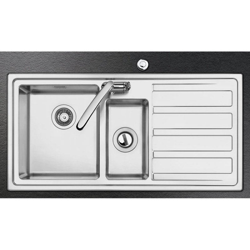 Мелница за хранителни отпадъци/Прасе Smeg KITFD075, 375 W, 0.75 HP, За мивки със сифон 9 см, Антикорозионна защита, Черен/Инокс