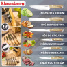 Комплект кухненски ножове Klausberg KB 9038, 13 ч, Вградено точило, Неръждаема стомана, Стойка, Кафяв