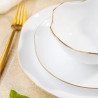 Сервиз за хранене Kinghoff KH 2037, 18 части, За 6 души, Опалово стъкло, Златен кант, Бял
