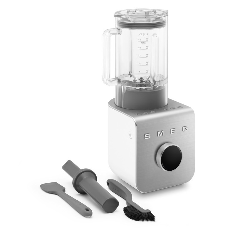 Блендер Smeg Collezione BLC02WHMEU, 1400W, 1.5 л, 22000 об/мин, 5 програми, 9 скорости, Трошене на лед, Неръждаема стомана, Бял/Инокс