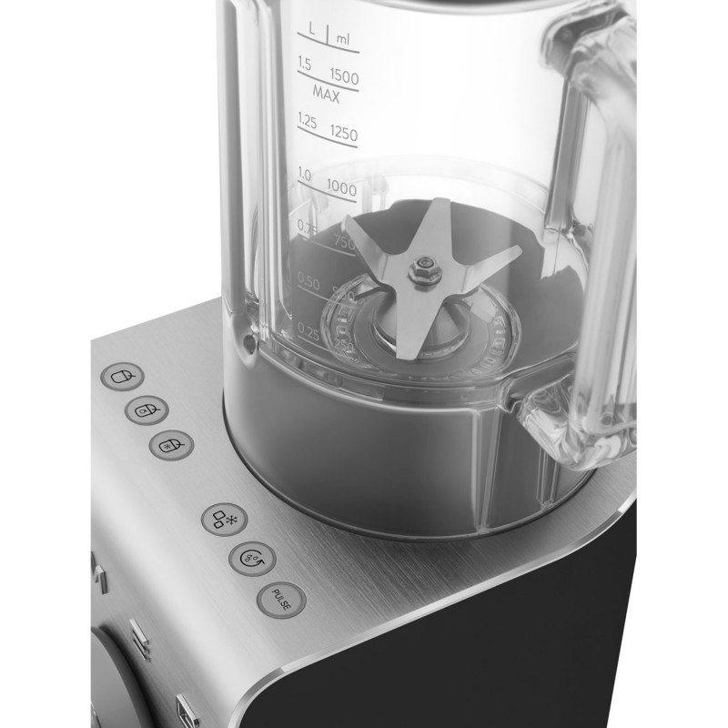 Блендер Smeg Collezione BLC02BLMEU, 1400W, 1.5 л, 22000 об/мин, 5 програми, 9 скорости, Трошене на лед, Неръждаема стомана, Черен/Инокс