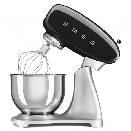 Планетарен миксер Smeg SMF04BLEU, 800W, 4.8 л, 10 скорости, Функция за плавен старт, Крачета против хлъзгане, Черен/Инокс