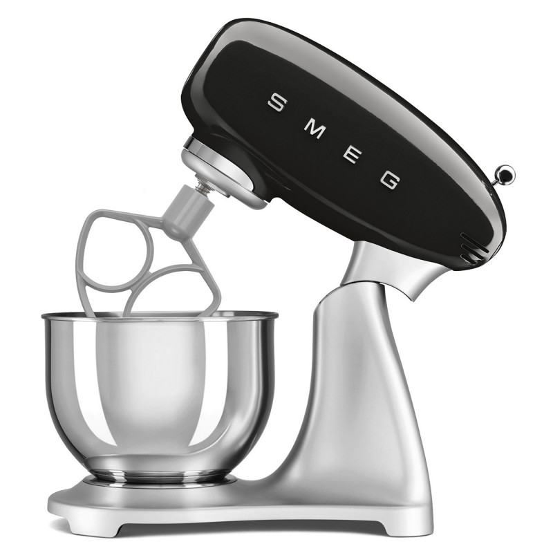 Планетарен миксер Smeg SMF04BLEU, 800W, 4.8 л, 10 скорости, Функция за плавен старт, Крачета против хлъзгане, Черен/Инокс