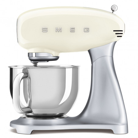 Планетарен миксер Smeg SMF04CREU, 800W, 4.8 л, 10 скорости, Функция за плавен старт, Крачета против хлъзгане, Кремa/Инокс