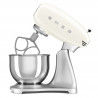 Планетарен миксер Smeg SMF04CREU, 800W, 4.8 л, 10 скорости, Функция за плавен старт, Крачета против хлъзгане, Кремa/Инокс