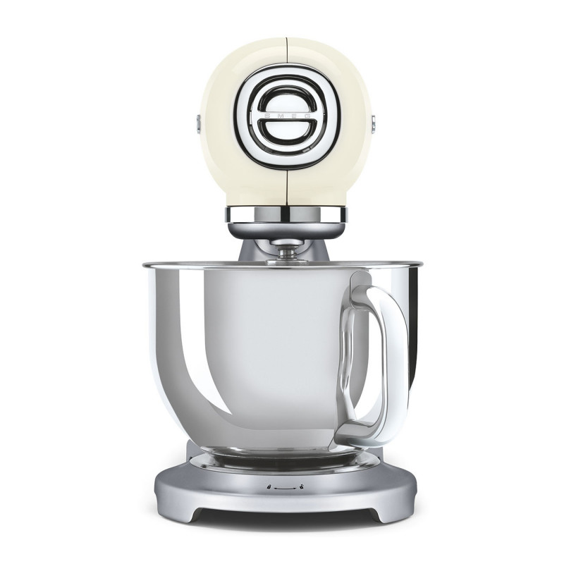 Планетарен миксер Smeg SMF04CREU, 800W, 4.8 л, 10 скорости, Функция за плавен старт, Крачета против хлъзгане, Кремa/Инокс