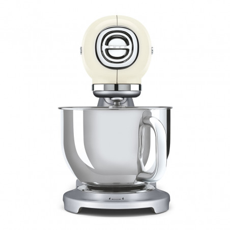 Планетарен миксер Smeg SMF04CREU, 800W, 4.8 л, 10 скорости, Функция за плавен старт, Крачета против хлъзгане, Кремa/Инокс
