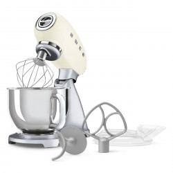 Планетарен миксер Smeg SMF04CREU, 800W, 4.8 л, 10 скорости, Функция за плавен старт, Крачета против хлъзгане, Кремa/Инокс