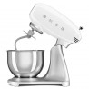 Планетарен миксер Smeg SMF04WHEU, 800W, 4.8 л, 10 скорости, Функция за плавен старт, Крачета против хлъзгане, Бял/Инокс