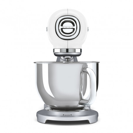 Планетарен миксер Smeg SMF04WHEU, 800W, 4.8 л, 10 скорости, Функция за плавен старт, Крачета против хлъзгане, Бял/Инокс
