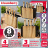 Комплект ножове и дъски за рязане Klausberg KB 9037, 8 части, Неръждаема стомана, Стойка, Кафяв/Черен