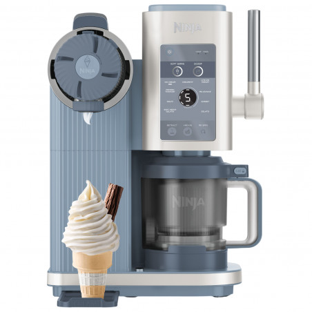 Машина за сладолед 13-в-1 Ninja CREAMi Scoop & Swirl™ NC702EU, 800W, 13 програми, 3-степенен лост за фунийки, CreamiFit, Creamify, 2 купички 473 мл, Персонализация, Син/Сив